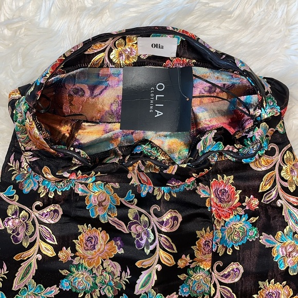 NWT Vici || Olia “Ganni Jacquard” Strapless Midi Dress ~ in Metallic Multi - Picture 7 of 16